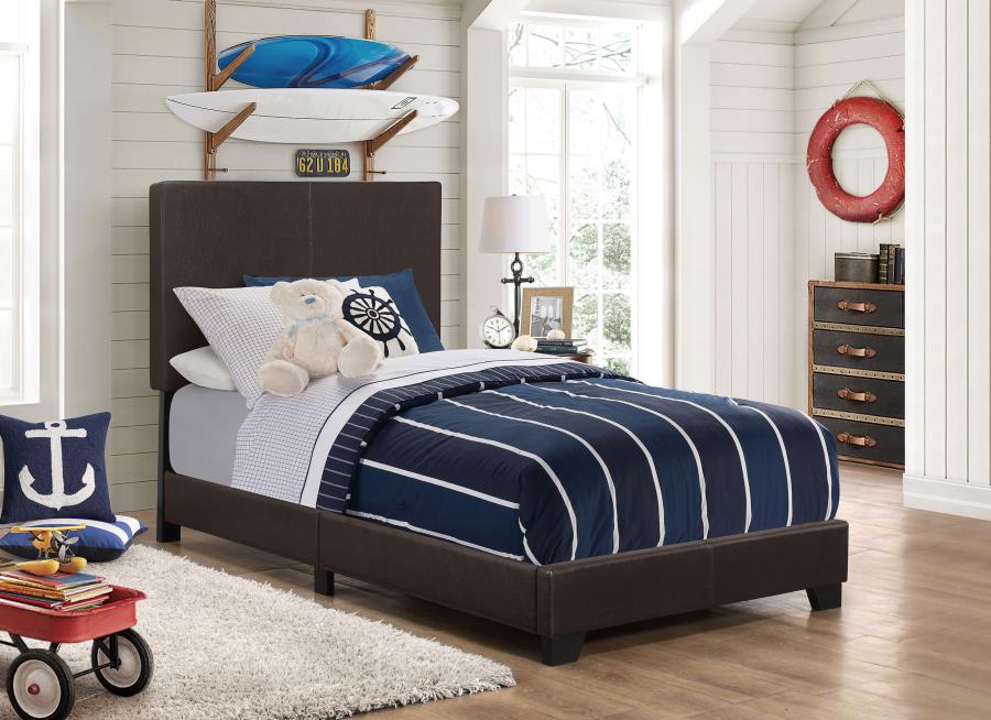 Dorian Faux Leather Upholstered Twin Panel Bed Brown-zoom-2
