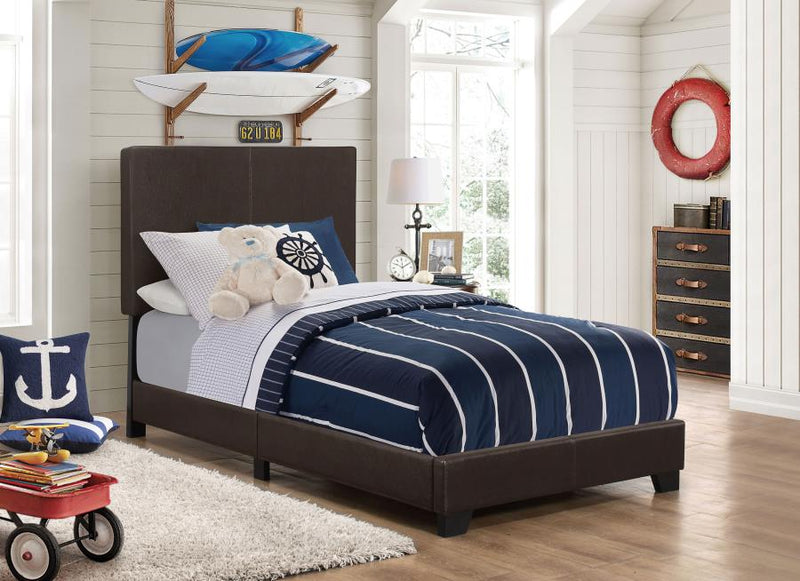 Dorian Faux Leather Upholstered Twin Panel Bed Brown-zoom-