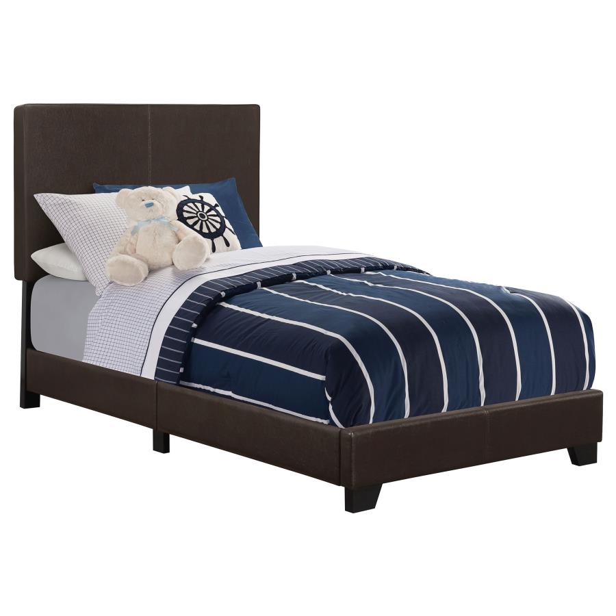 Dorian Faux Leather Upholstered Twin Panel Bed Brown-1