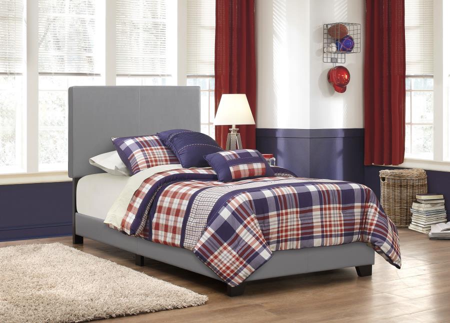 Dorian Faux Leather Upholstered Twin Panel Bed Grey-2