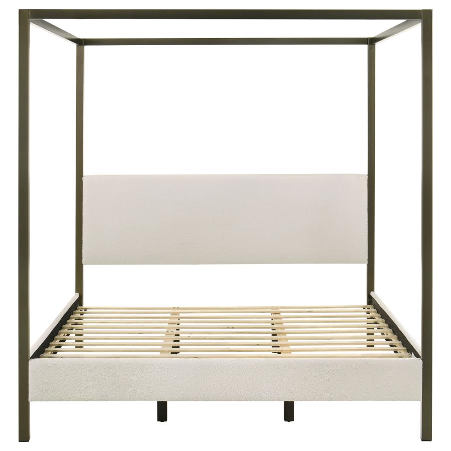 Monroe Upholstered Eastern King Canopy Bed Vanilla-zoom-4