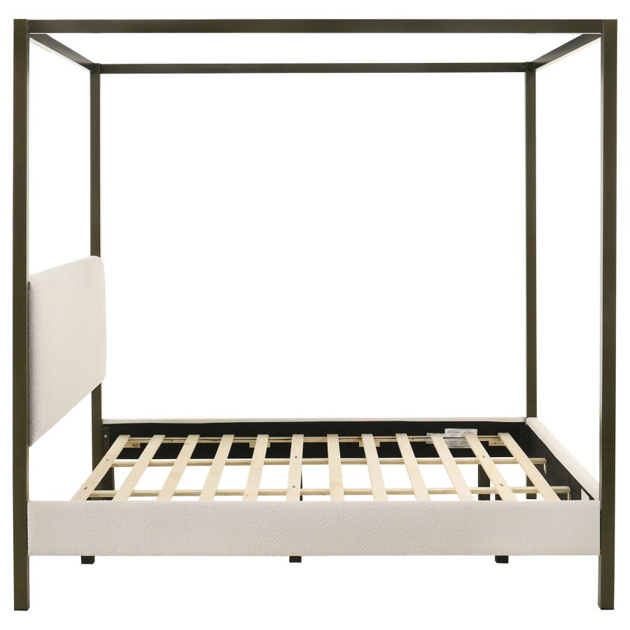 Monroe Upholstered Eastern King Canopy Bed Vanilla-zoom-6
