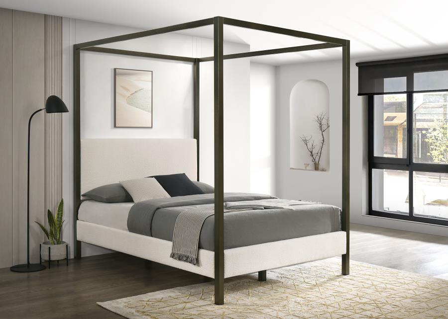 Monroe Upholstered Queen Canopy Bed Vanilla-zoom-2