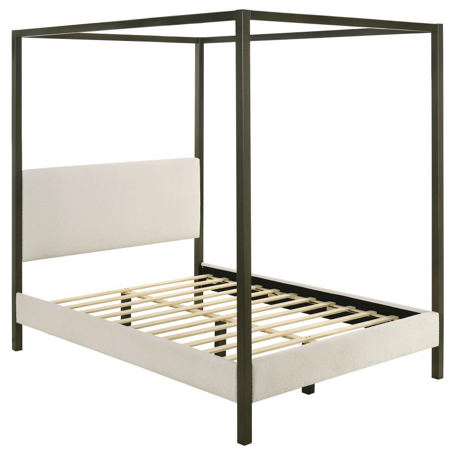 Monroe Upholstered Queen Canopy Bed Vanilla-zoom-1