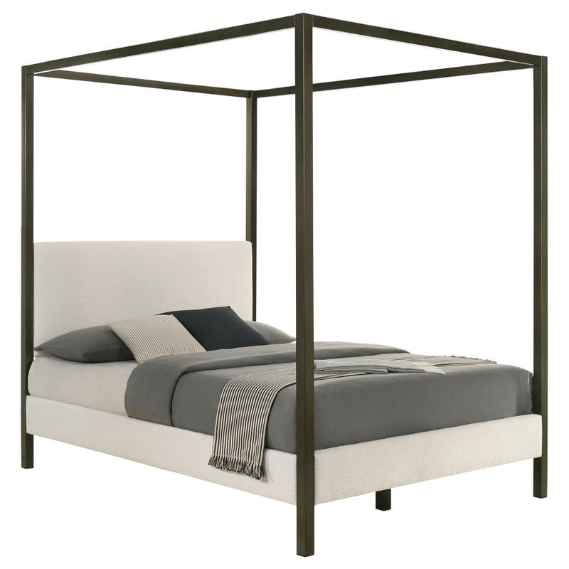 Monroe Upholstered Queen Canopy Bed Vanilla-zoom-