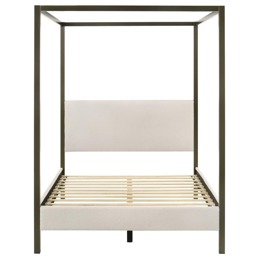 Monroe Upholstered Queen Canopy Bed Vanilla-4