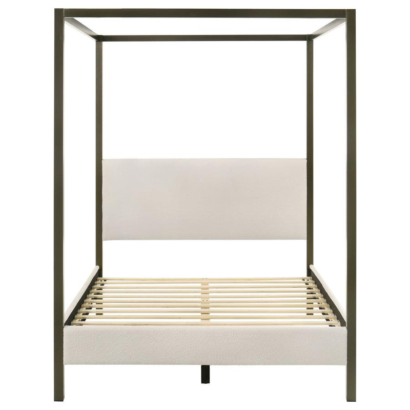 Monroe Upholstered Queen Canopy Bed Vanilla-zoom-