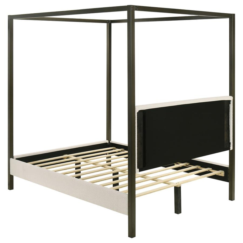 Monroe Upholstered Queen Canopy Bed Vanilla-zoom-