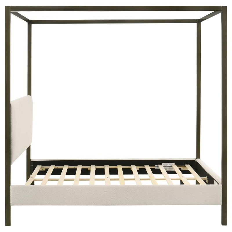 Monroe Upholstered Queen Canopy Bed Vanilla-zoom-