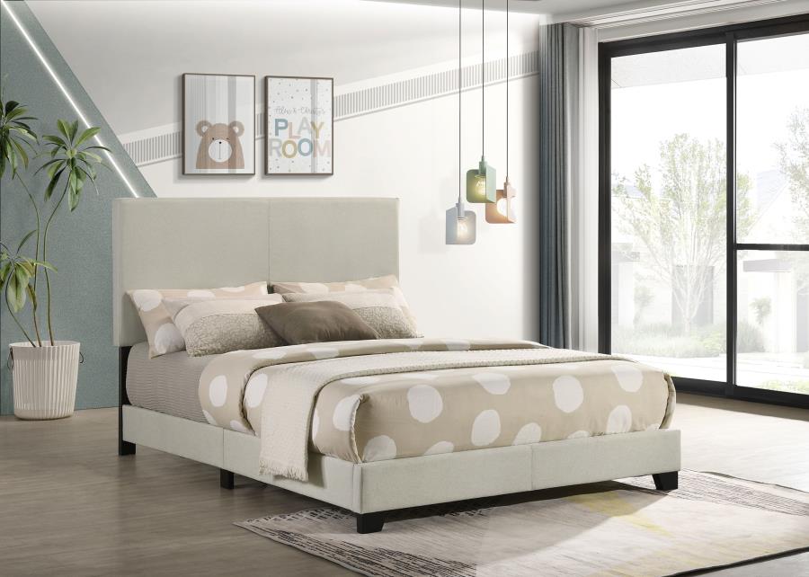 Dorian Fabric Upholstered Full Panel Bed Cream-2