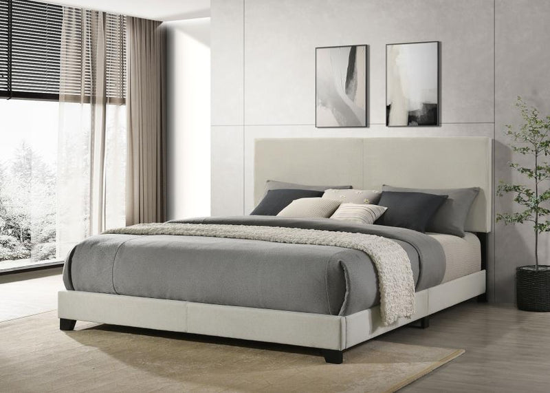 Dorian Fabric Upholstered Eastern King Panel Bed Cream-zoom-