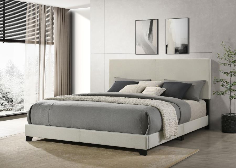 Dorian Fabric Upholstered Eastern King Panel Bed Cream
