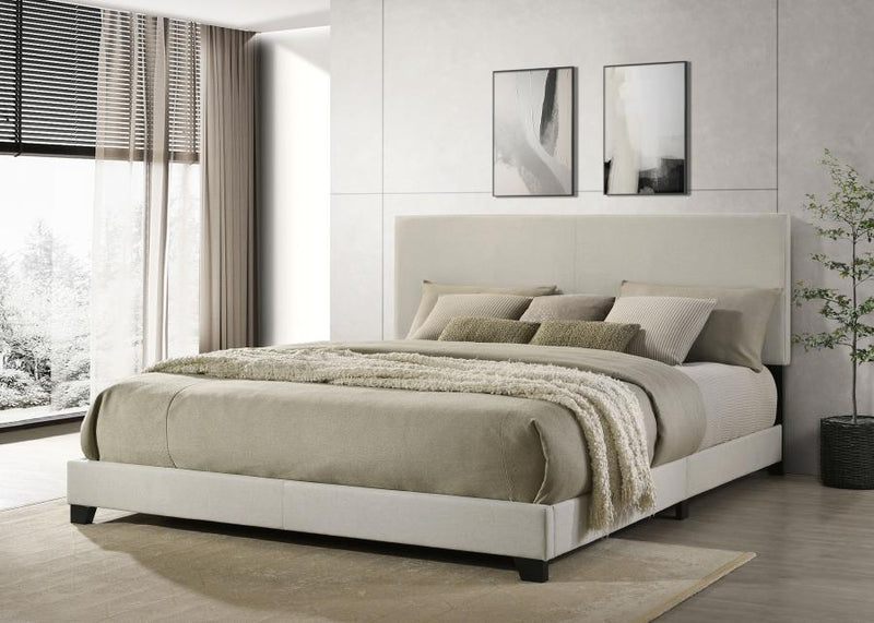 Dorian Fabric Upholstered California King Panel Bed Cream-zoom-