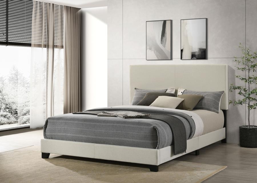 Dorian Fabric Upholstered Queen Panel Bed Cream-2