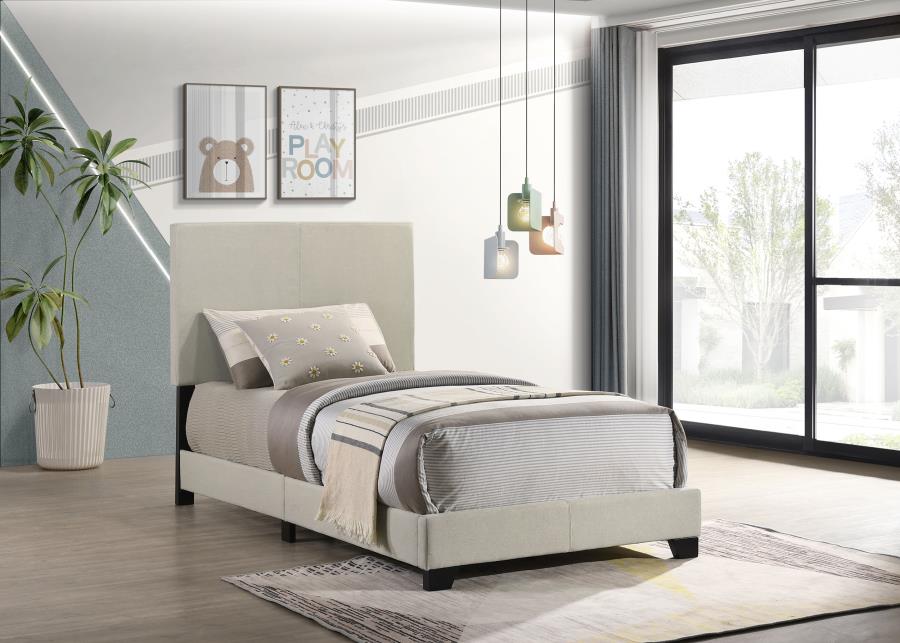 Dorian Fabric Upholstered Twin Panel Bed Cream-zoom-2