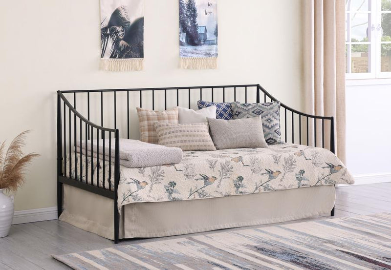 Newbury Metal Twin Daybed Bed Frame Matte Black-zoom-