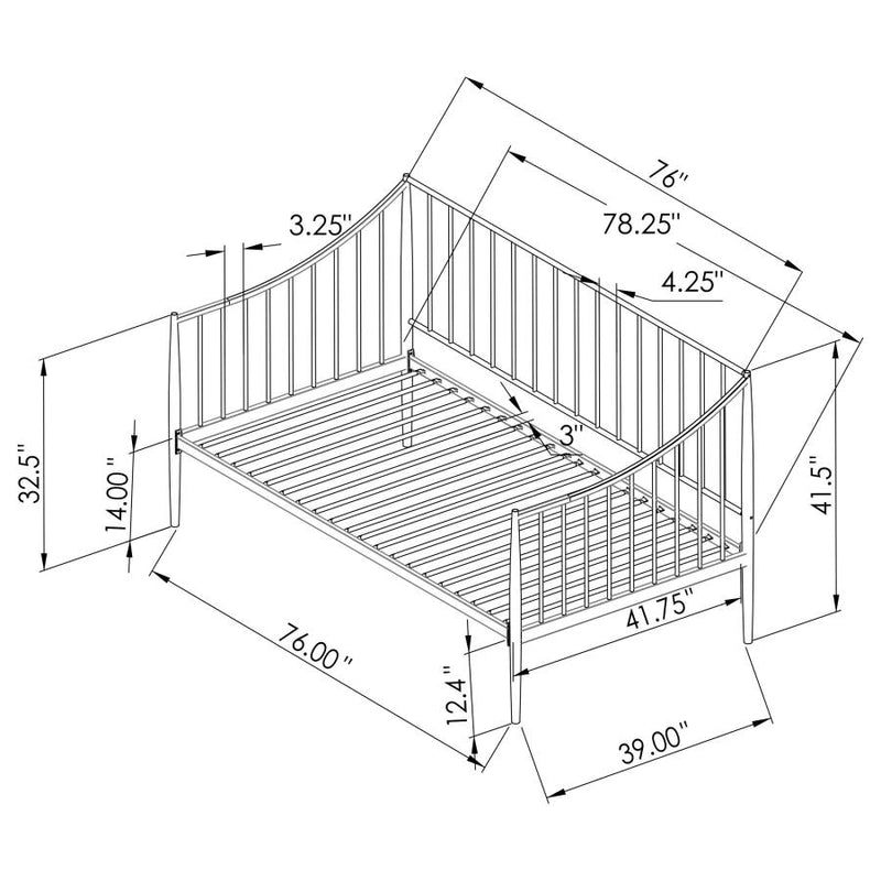 Newbury Metal Twin Daybed Bed Frame Matte Black-zoom-