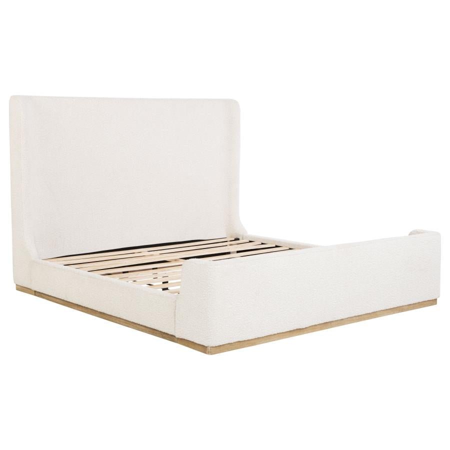 Nala Upholstered Eastern King Sleigh Bed Cream-zoom-1