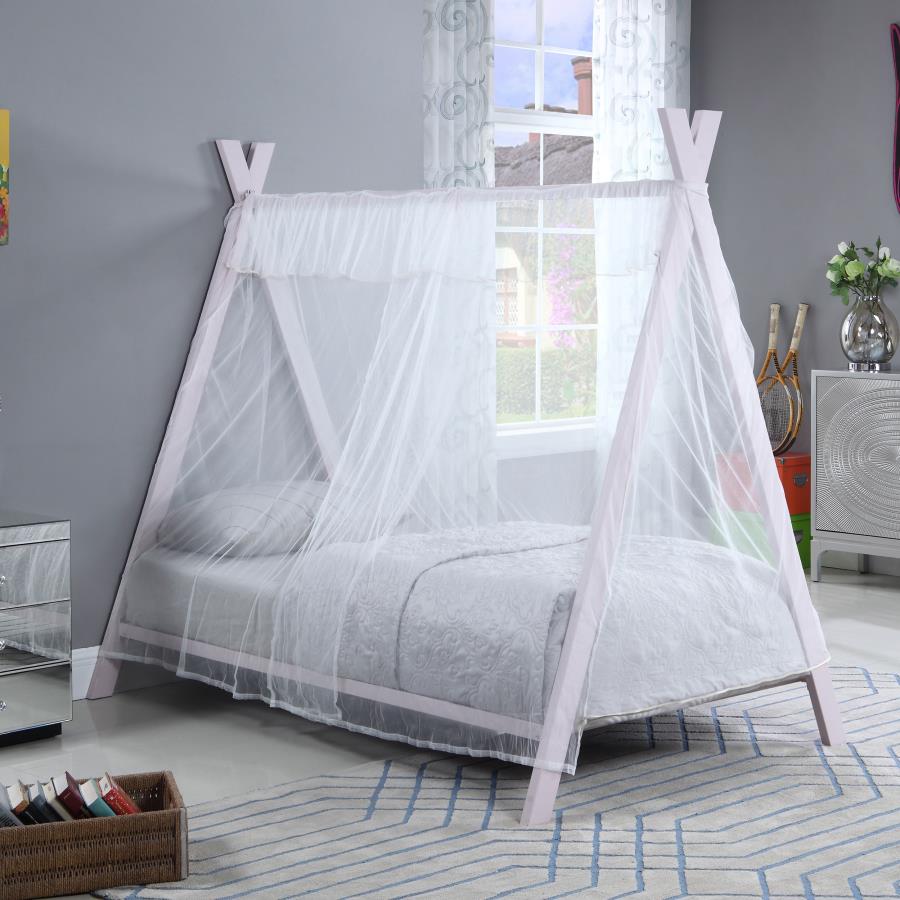 Fultonville Metal Twin Tent Bed with 7-inch Mattress Pink-zoom-1