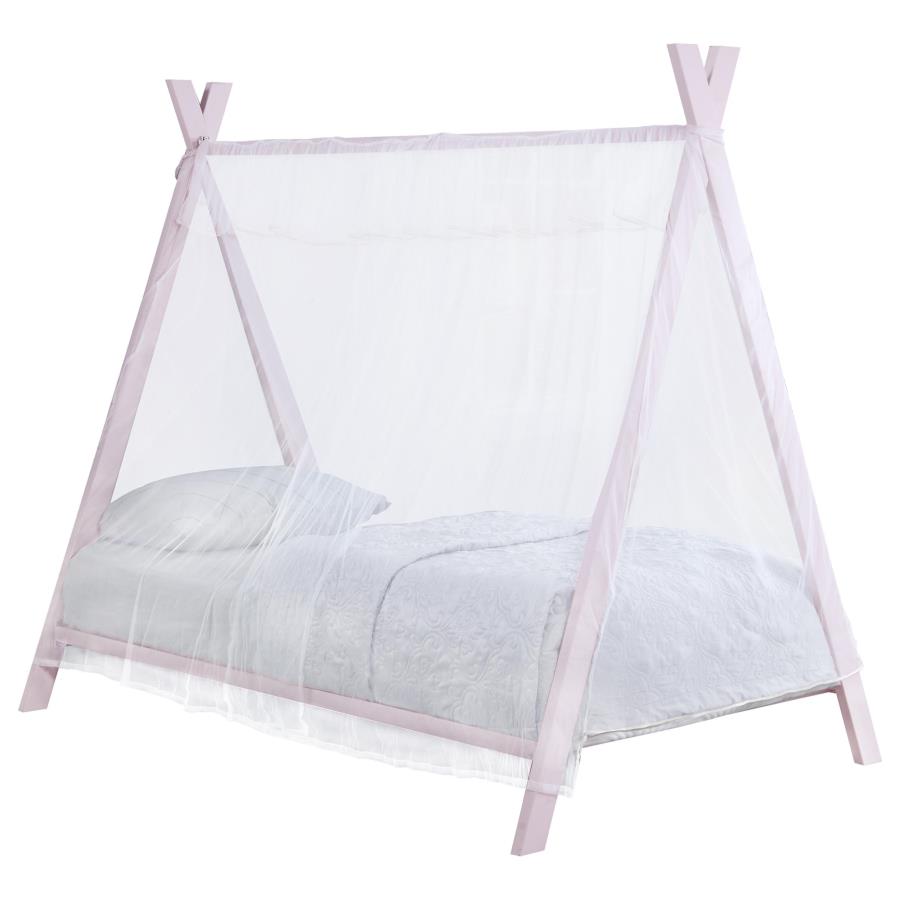 Fultonville Metal Twin Tent Bed with 7-inch Mattress Pink-2
