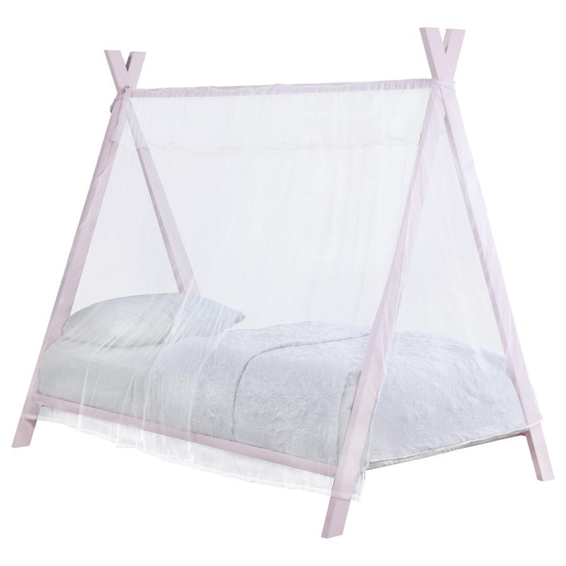 Fultonville Metal Twin Tent Bed with 7-inch Mattress Pink-zoom-