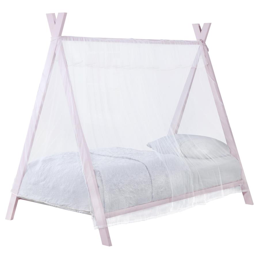 Fultonville Metal Twin Tent Bed with 7-inch Mattress Pink-3