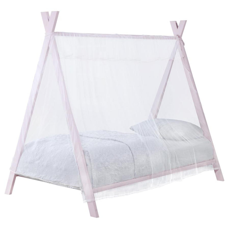 Fultonville Metal Twin Tent Bed with 7-inch Mattress Pink-zoom-