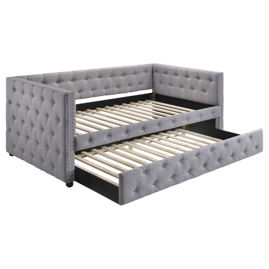 Mockern Upholstered Twin Daybed with Trundle Grey-zoom-1