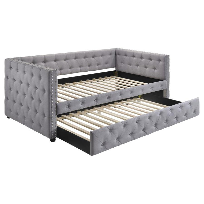 Mockern Upholstered Twin Daybed with Trundle Grey-zoom-