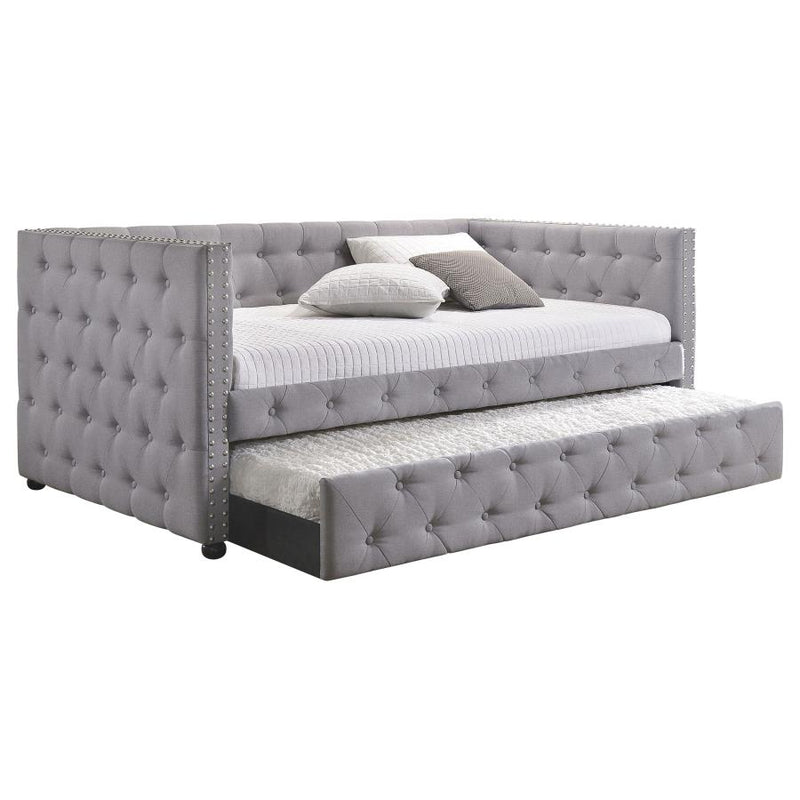 Mockern Upholstered Twin Daybed with Trundle Grey-zoom-