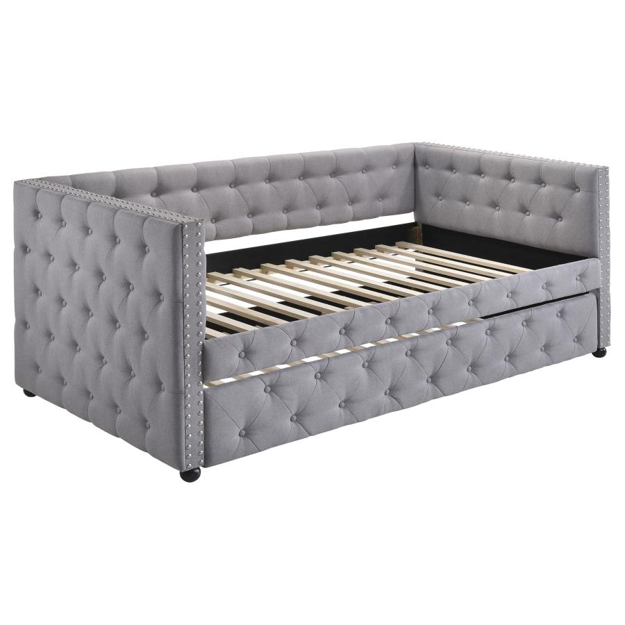 Mockern Upholstered Twin Daybed with Trundle Grey-zoom-4