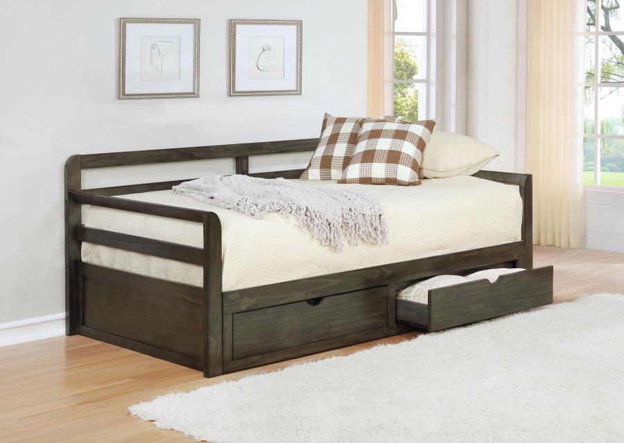 Sorrento 2-drawer Twin XL Daybed with Extension Trundle Grey-zoom-2