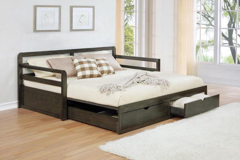 Sorrento 2-drawer Twin XL Daybed with Extension Trundle Grey-zoom-