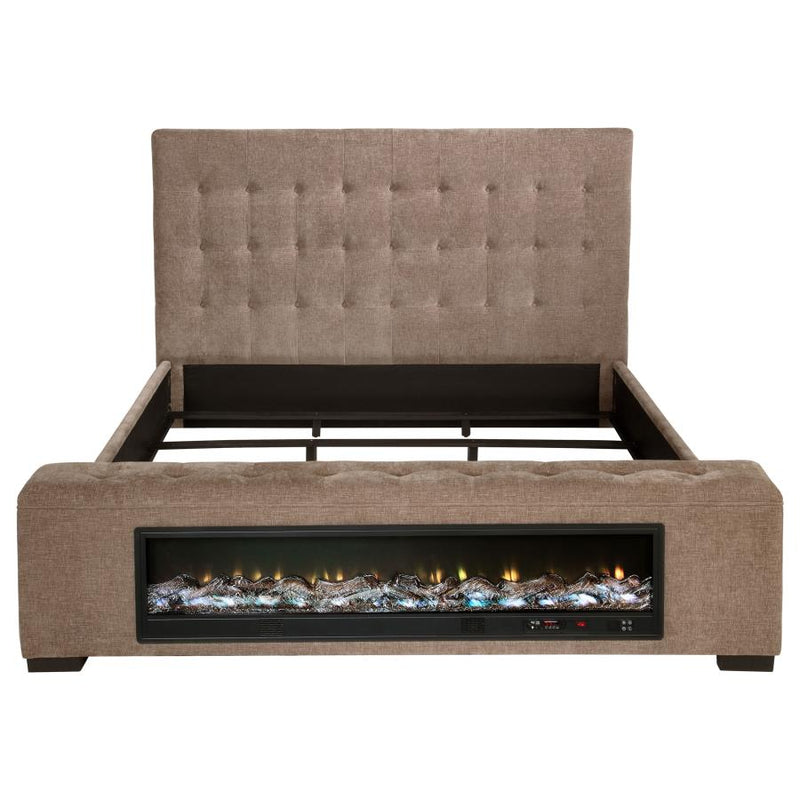 Senna Upholstered California King Audio Flame Visualizer Bed Brown-zoom-