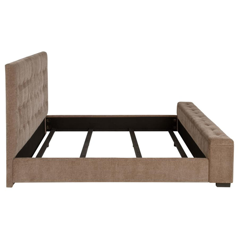 Senna Upholstered California King Audio Flame Visualizer Bed Brown-zoom-