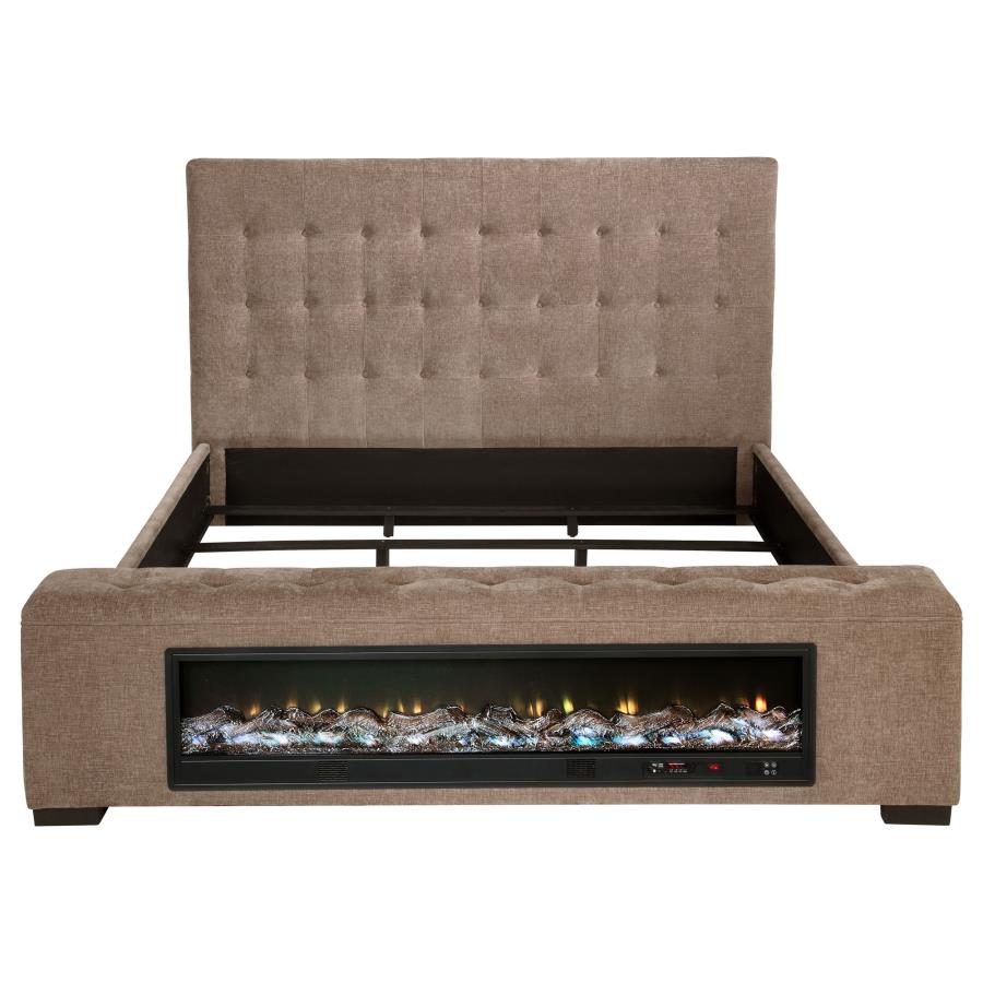 Senna Upholstered Queen Audio Flame Visualizer Bed Brown-zoom-4