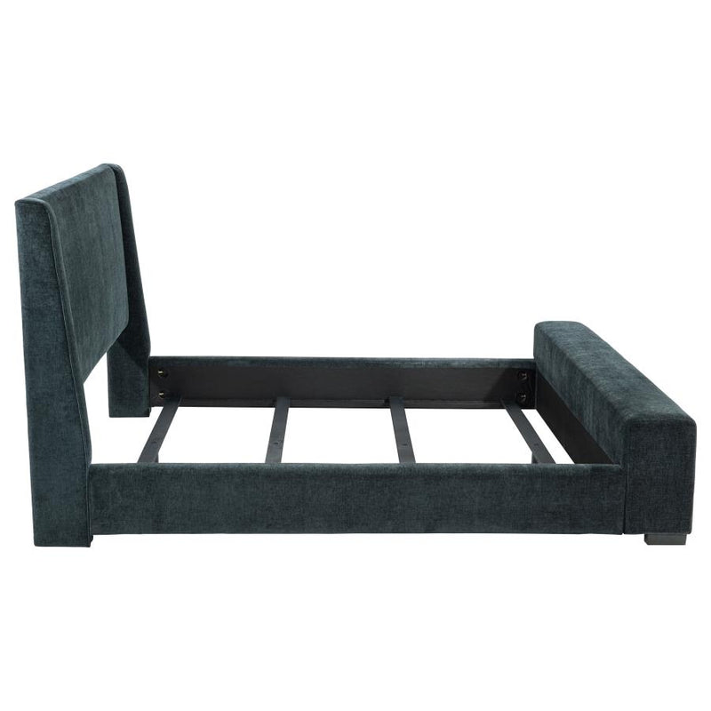Preston Upholstered Eastern King Audio Flame Visualizer Bed Dark Blue-zoom-