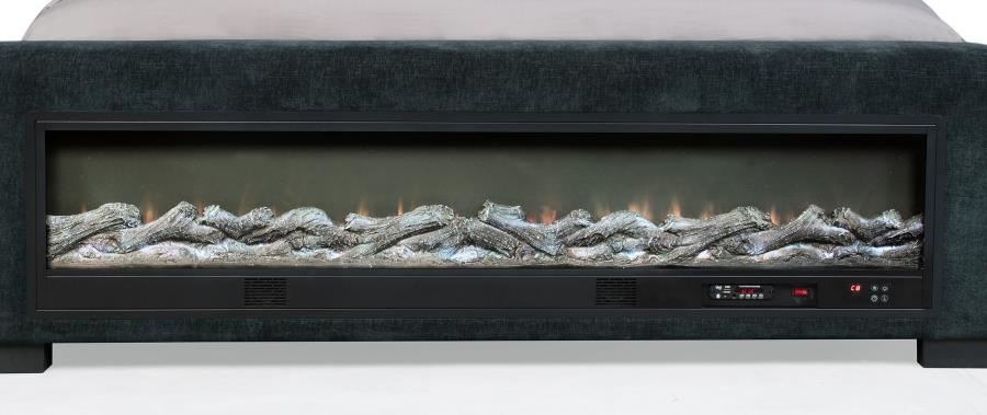 Preston Upholstered Queen Audio Flame Visualizer Bed Dark Blue-8