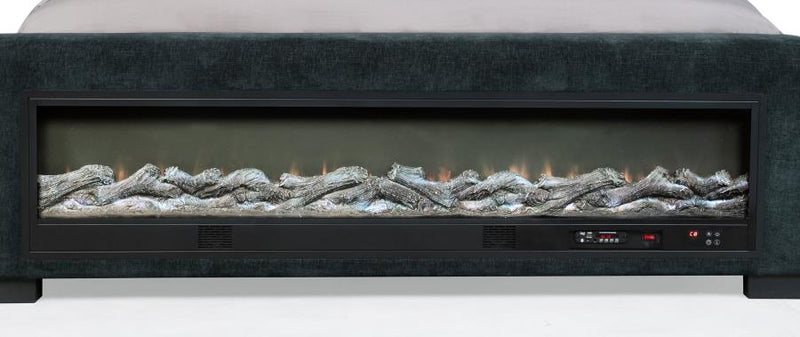 Preston Upholstered Queen Audio Flame Visualizer Bed Dark Blue-zoom-