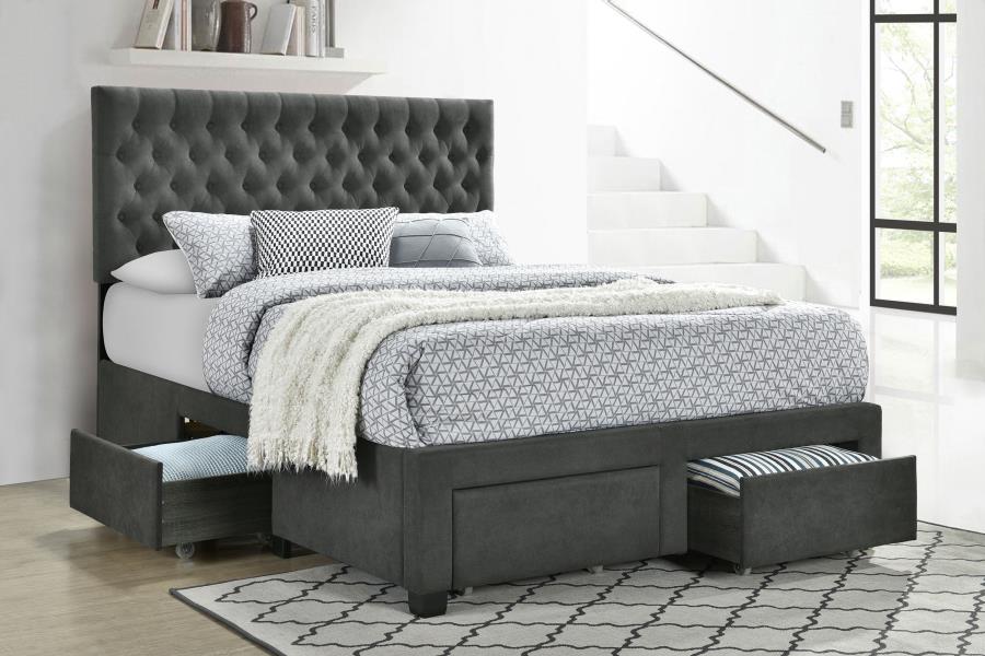 Soledad Upholstered Eastern King Storage Panel Bed Grey-2