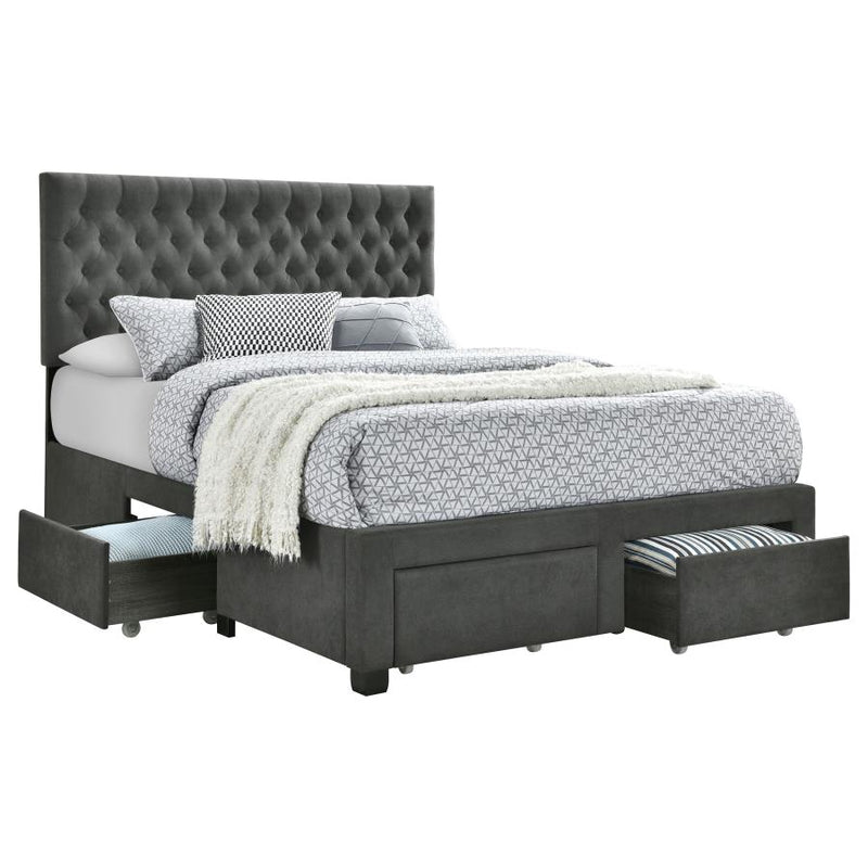 Soledad Upholstered Eastern King Storage Panel Bed Grey-zoom-