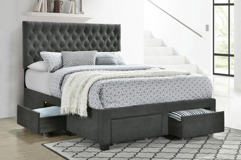 Soledad Upholstered Queen Storage Panel Bed Grey-zoom-