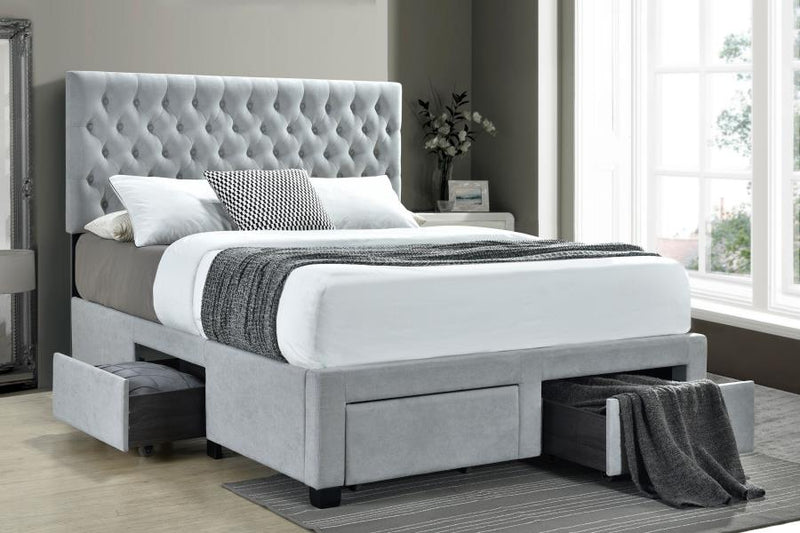 Soledad Upholstered Full Storage Panel Bed Light Grey-zoom-