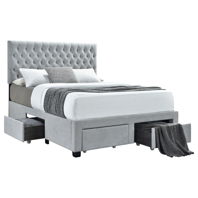 Soledad Upholstered Full Storage Panel Bed Light Grey-zoom-