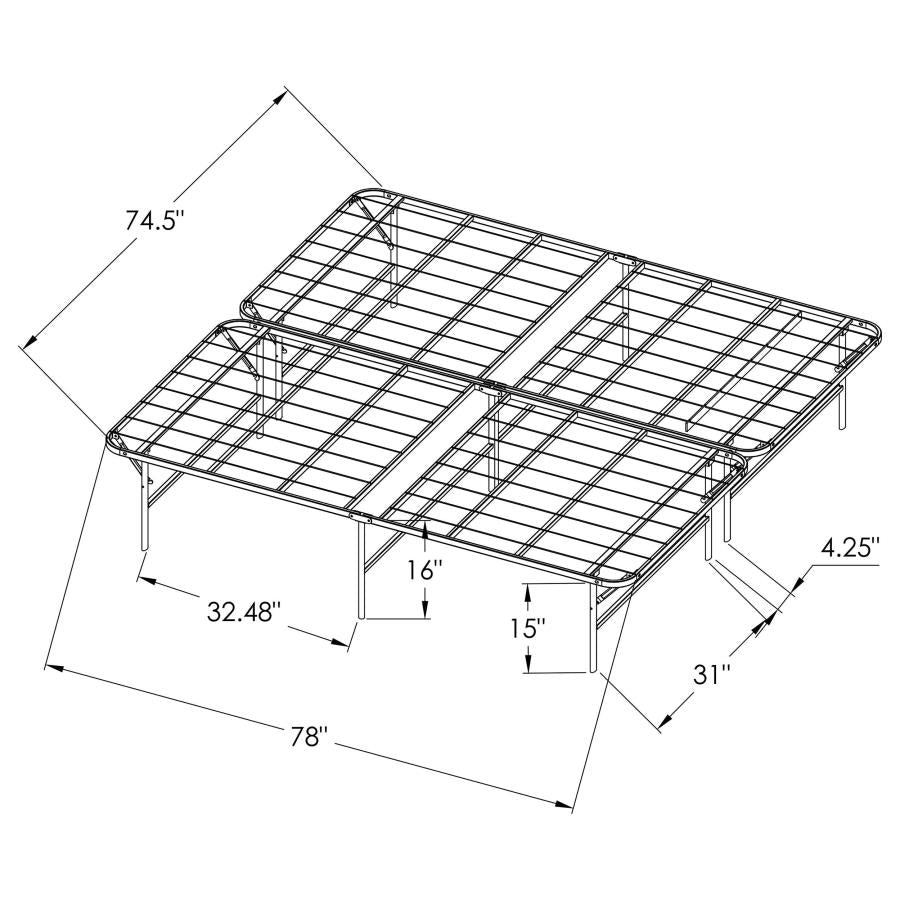 Mabel Metal Eastern King Mattress Support Platform Bed Black-9