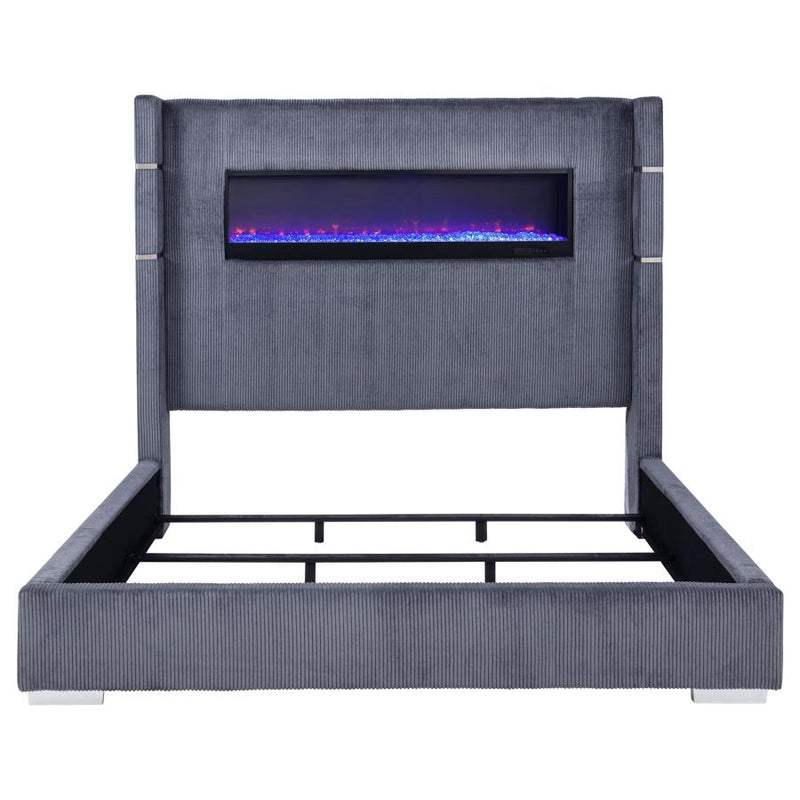 Tisdall Upholstered Cal King Flame Visualizer Bed Grey-zoom-
