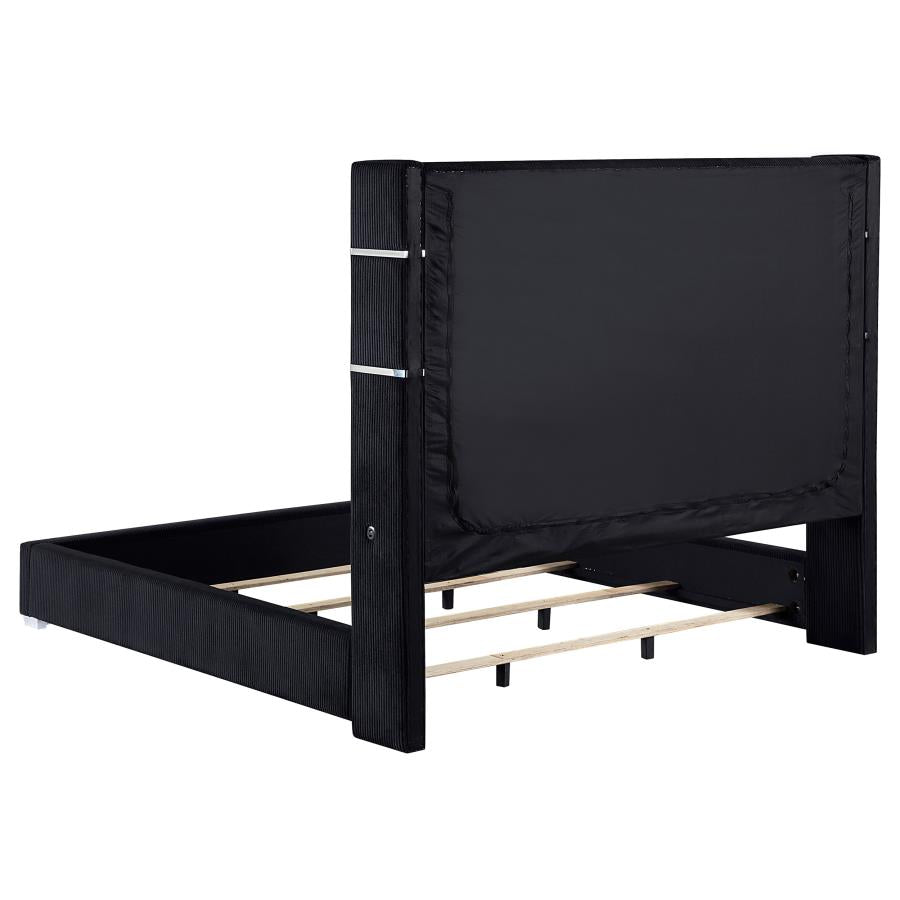 Tisdall Upholstered Eastern King Flame Visualizer Bed Black-4