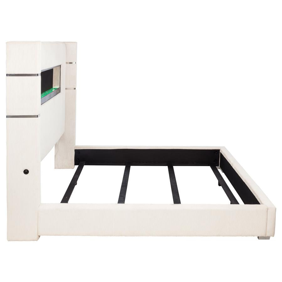 Tisdall Upholstered Eastern King Flame Visualizer Bed Cream-zoom-6