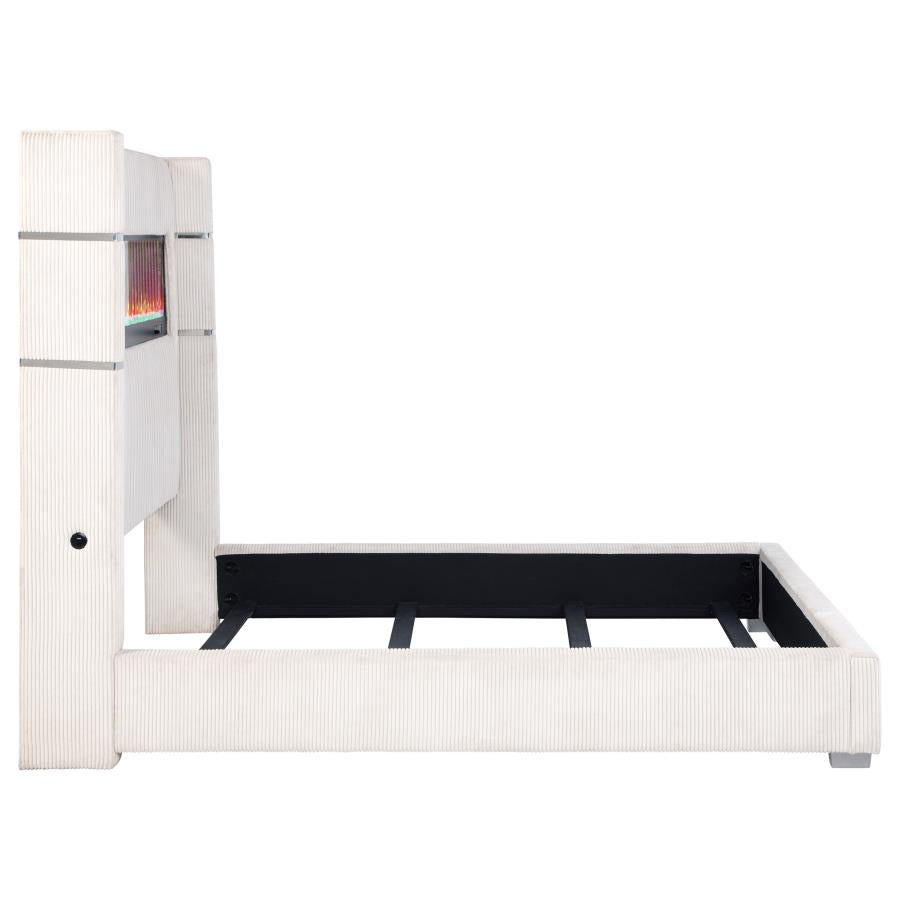 Tisdall Upholstered Cal King Flame Visualizer Bed Cream-zoom-6