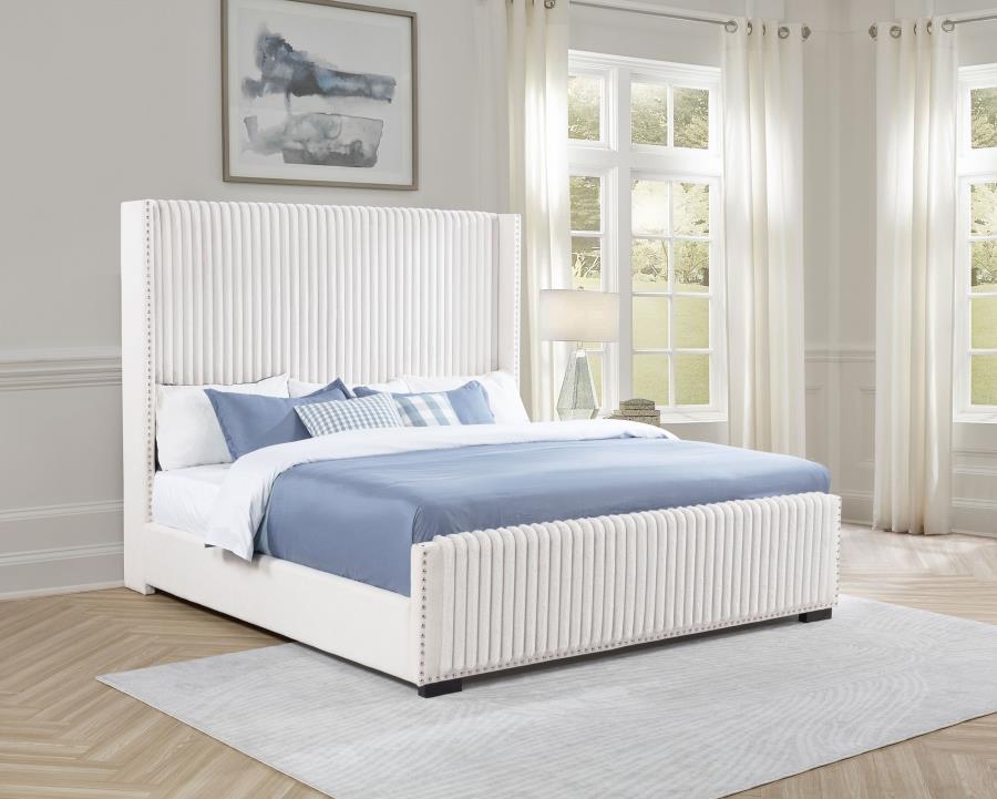 Natasha 65-inch Upholstered Eastern King Wingback Bed Cream-2